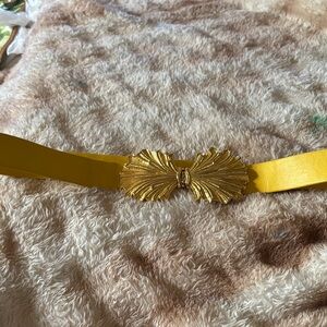 Vintage Raina Gold Starburst Buckle Yellow Women's Belt 38” largest size